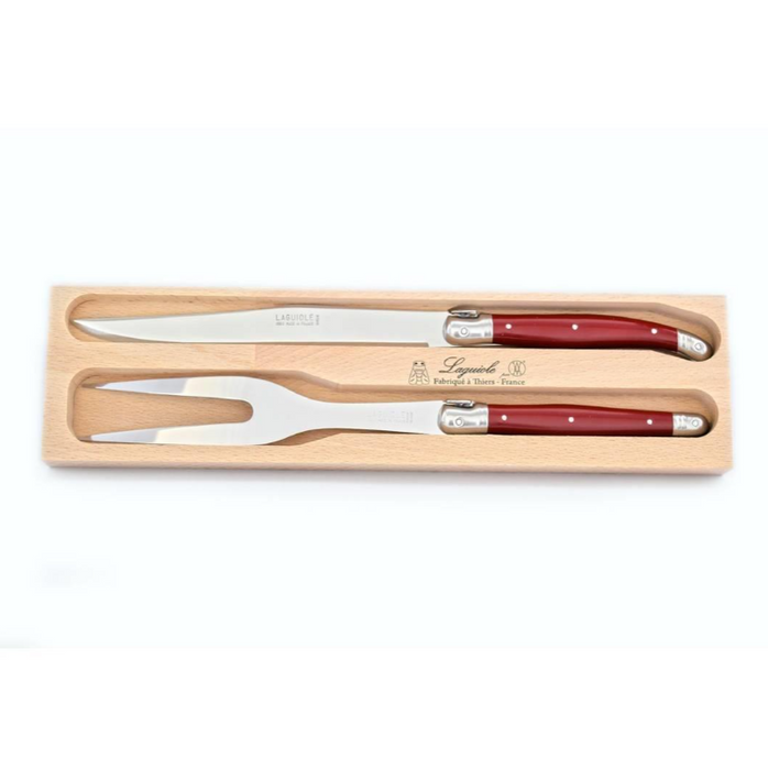 Andre Verdier Carving Set, Set of 2 - Cherry Red