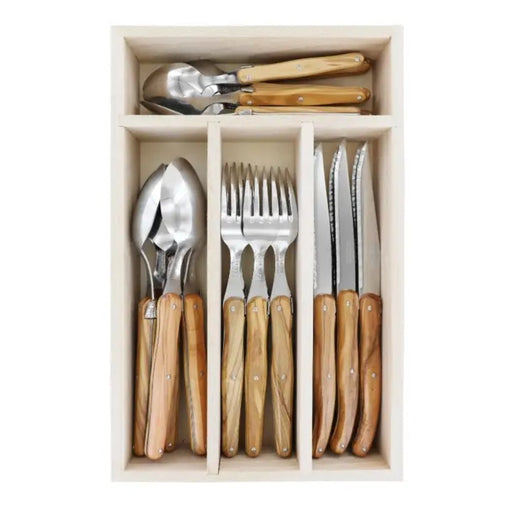 Andre Verdier 24 Piece Cutlery Set - Olive Wood - Gourmet Gear