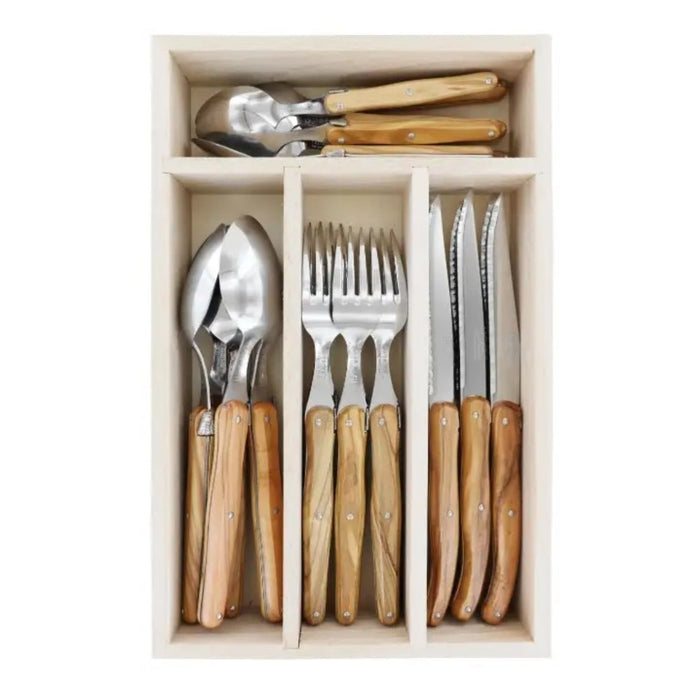 Andre Verdier 24 Piece Cutlery Set - Olive Wood - Gourmet Gear