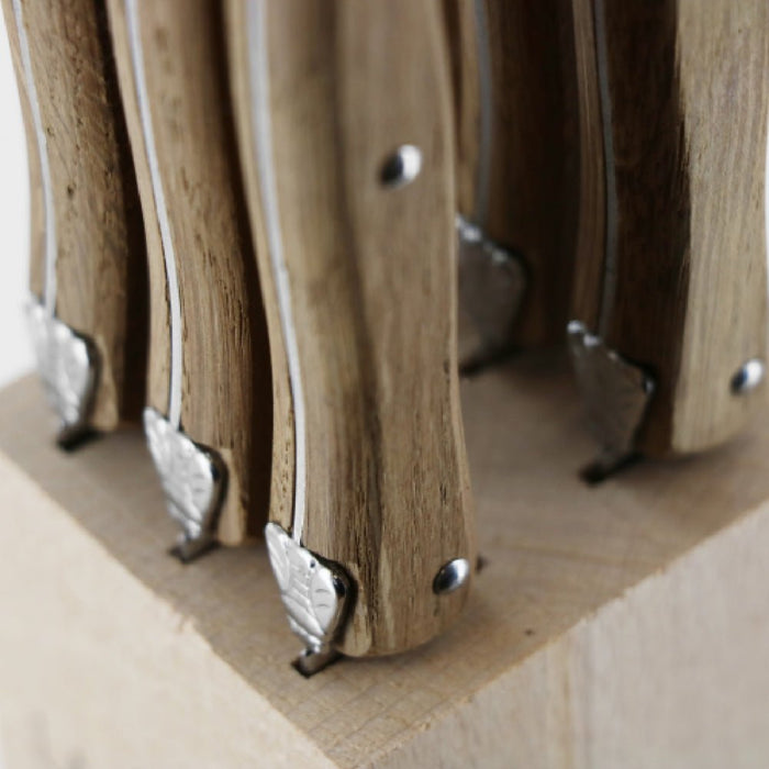 Andre Verdier Steak Knife Set with Wooden Stand, Set of 6 - 2 Colours - Gourmet Gear