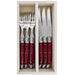 Andre Verdier Steak Knives & Forks Set - Cherry Red (12pc in wooden box) - Gourmet Gear