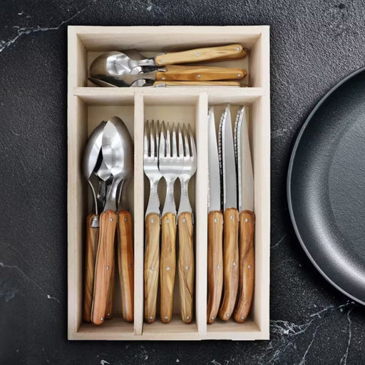 Andre Verdier YC Cutlery Set 16pc - Olive Wood - Gourmet Gear