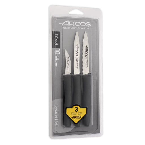 Arcos Nova Paring Knife Set - Black - Gourmet Gear