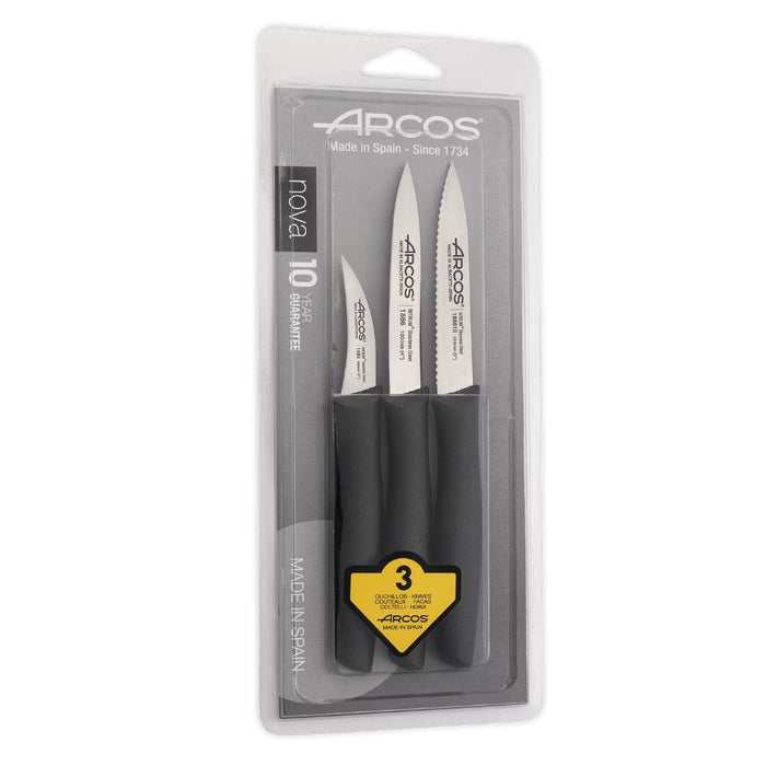 Arcos Nova Paring Knife Set - Black - Gourmet Gear
