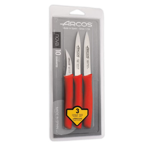 Arcos Nova Paring Knife Set - Red - Gourmet Gear