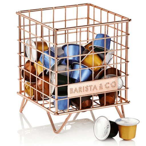 Barista & Co Corral Pod Coffee Capsule Storage - Steel ;Black & Copper - Gourmet Gear