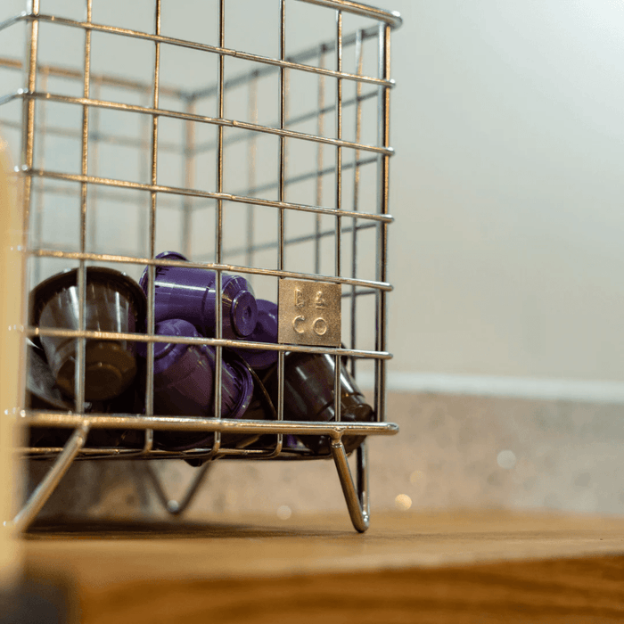 Barista & Co Corral Pod Coffee Capsule Storage - Steel ;Black & Copper - Gourmet Gear