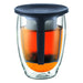 Bodum Tea for One Double Wall Glass with Tea Strainer 0.35L Black - Gourmet Gear