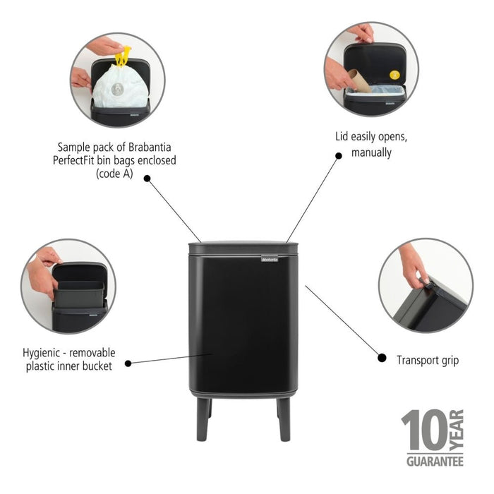 Brabantia Bo Waste Bin Hi 4 litre - 2 Colours - Gourmet Gear