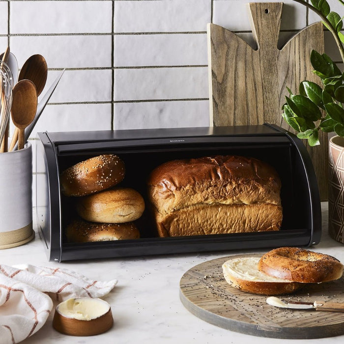 Brabantia Bread Bin Roll Top - Matt Black - Gourmet Gear