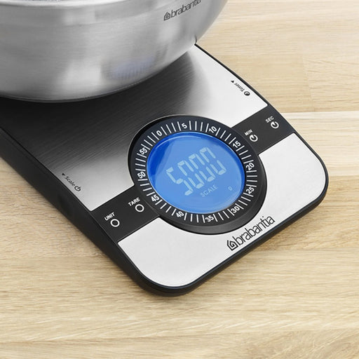 Brabantia Digital Kitchen Scale, Rectangular - Matt Steel - Gourmet Gear