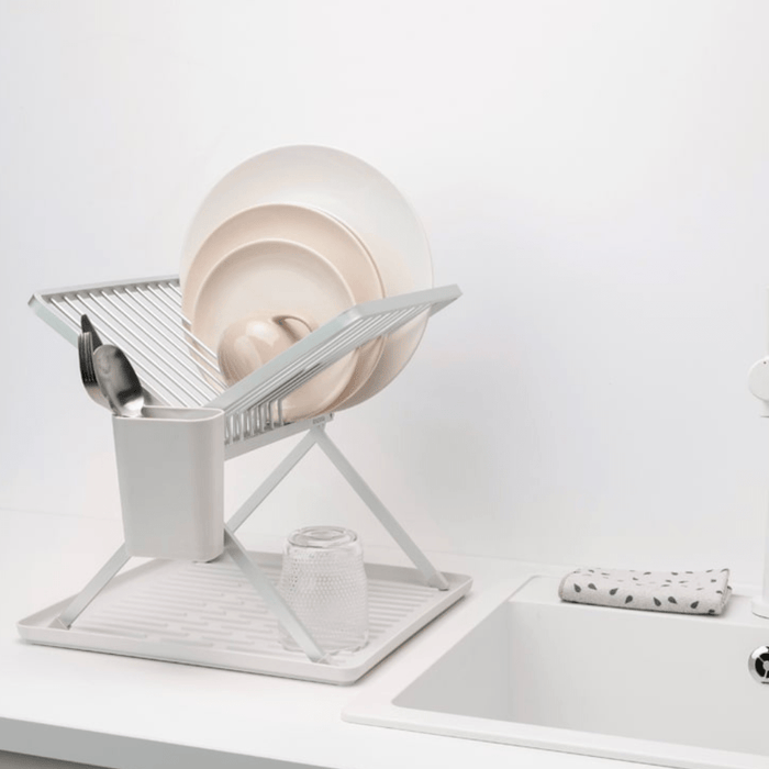 Brabantia Foldable Dish Rack - Light Grey - Gourmet Gear