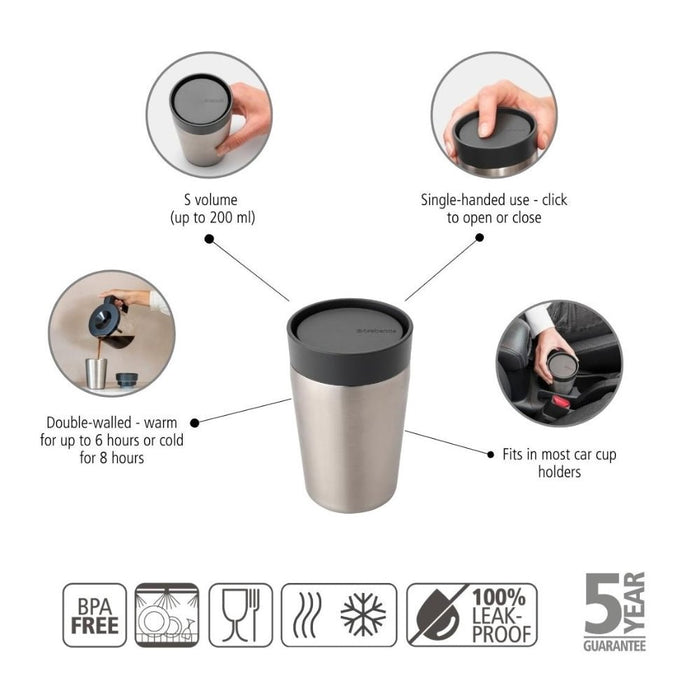 Brabantia Make & Take Insulated Cup, 200ml - Dark Grey - Gourmet Gear