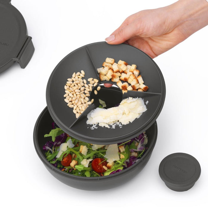 Brabantia Make & Take Salad Bowl, 1.3 litre - Dark Grey - Gourmet Gear