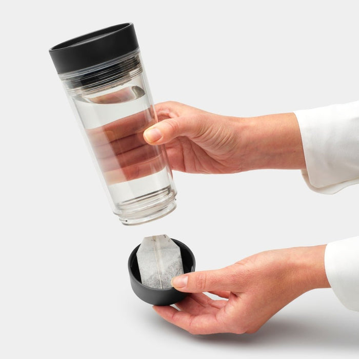 Brabantia Make & Take Travel Tea Cup, 360ml - Dark Grey - Gourmet Gear