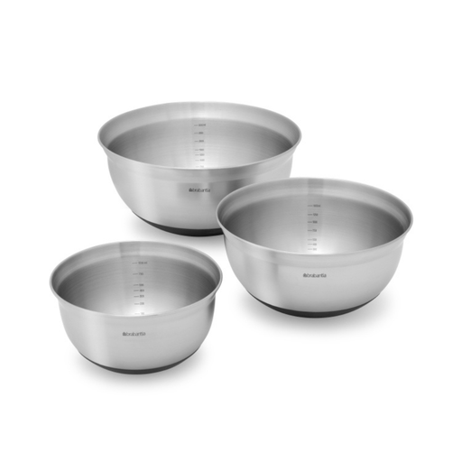Brabantia Mixing Bowl Set (1L, 1.6L, 3L) Matt - Gourmet Gear