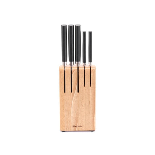 Brabantia Profile Knife Block plus 5 Knives - Wood - Gourmet Gear