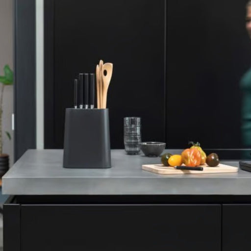 Brabantia Profile Knife Block+Utensil Holder Grey - Gourmet Gear