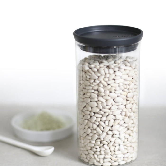 Brabantia Stackable Glass Jar 1.1 litre - Dark Grey Lid - Gourmet Gear