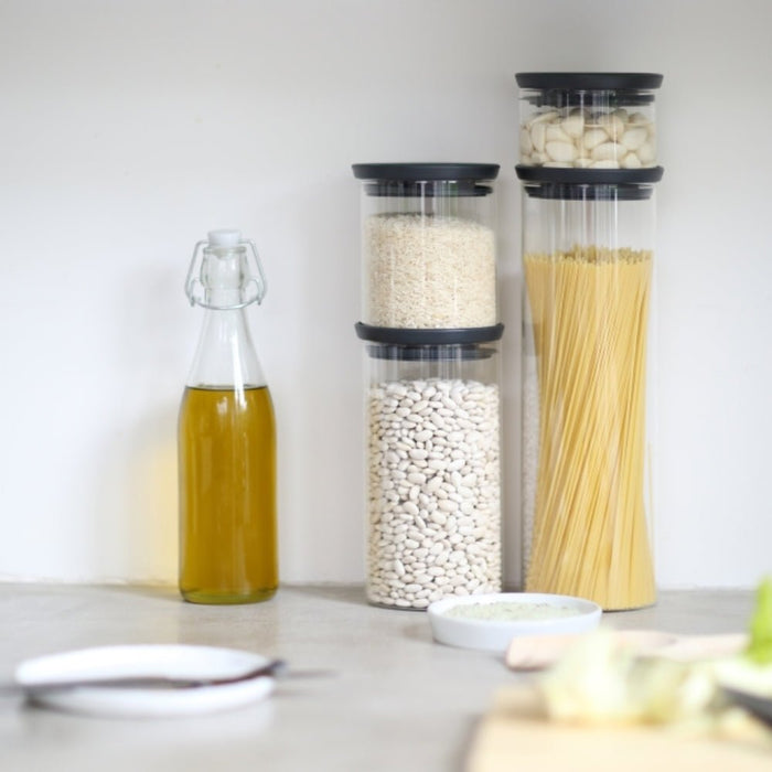 Brabantia Stackable Glass Jar 1.9 litre - Dark Grey Lid - Gourmet Gear