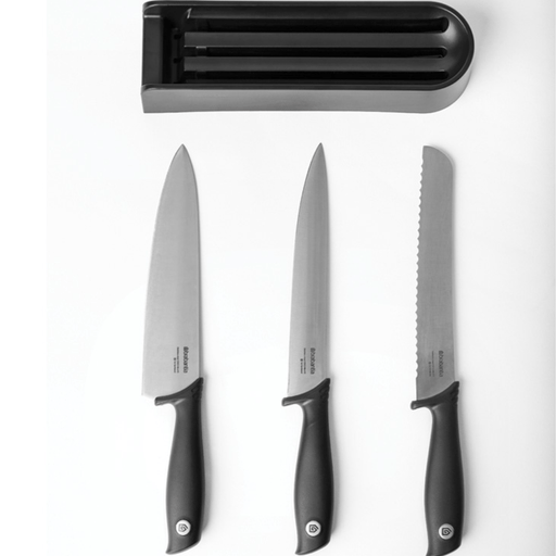 Brabantia Tasty+ Drawer Knife Block with 3 Knives - Dark Grey - Gourmet Gear