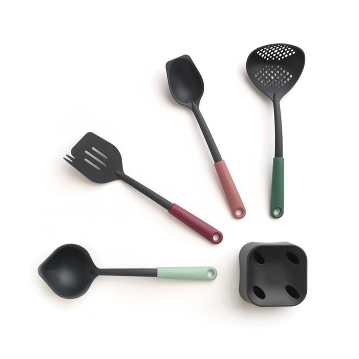 Brabantia Tasty+ Kitchen Utensils Set plus Stand - Mixed Colours - Gourmet Gear