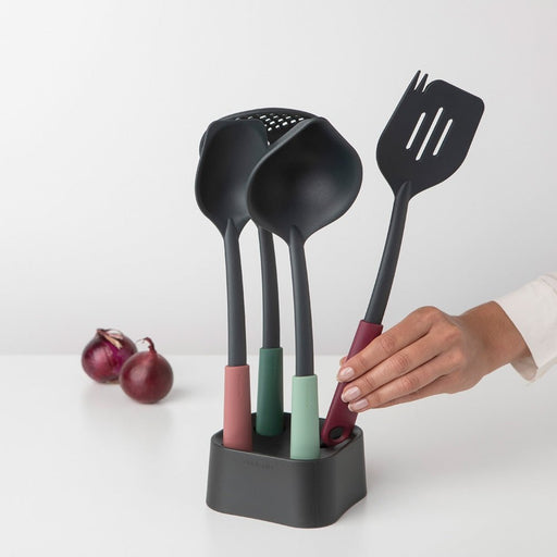 Brabantia Tasty+ Kitchen Utensils Set plus Stand - Mixed Colours - Gourmet Gear