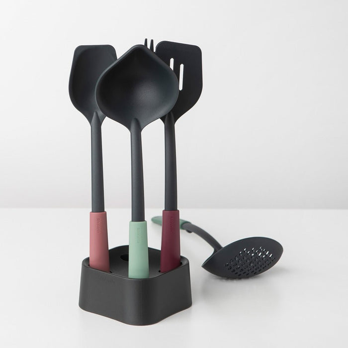 Brabantia Tasty+ Kitchen Utensils Set plus Stand - Mixed Colours - Gourmet Gear