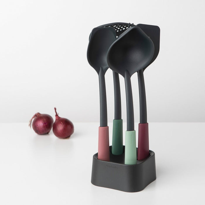 Brabantia Tasty+ Kitchen Utensils Set plus Stand - Mixed Colours - Gourmet Gear