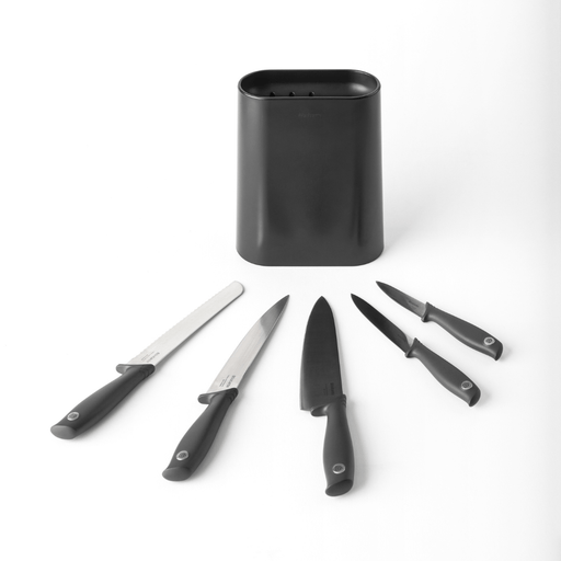 Brabantia Tasty+ Knife Block with 5 Knives - Dark Grey - Gourmet Gear