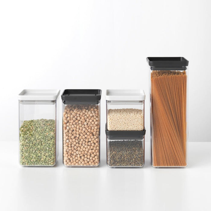 Brabantia Tasty+ Square Canister 1.6 litre - Dark Grey Lid - Gourmet Gear