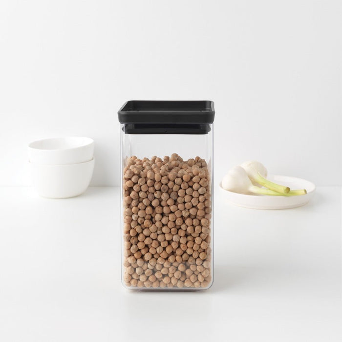 Brabantia Tasty+ Square Canister 1.6 litre - Dark Grey Lid - Gourmet Gear