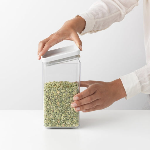 Brabantia Tasty+ Square Canister 1.6 litre - Light Grey Lid - Gourmet Gear