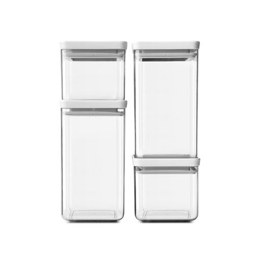 Brabantia Tasty+ Square Canister Set of 4 - Light Grey Lid - Gourmet Gear