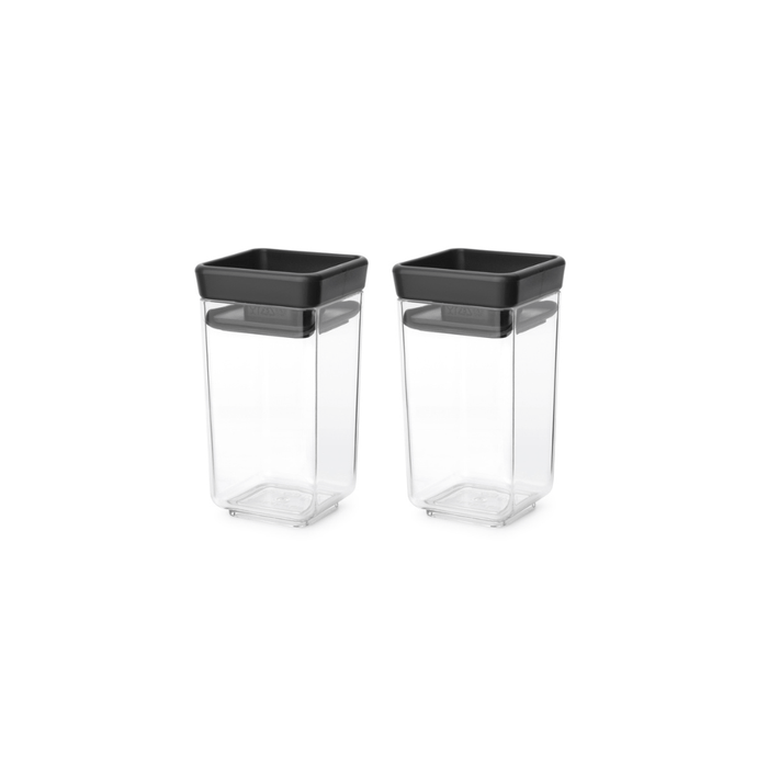 Brabantia Tasty+ Stackable Canister, Set of 2 (2 x 0.15 litre) - Dark Grey - Gourmet Gear