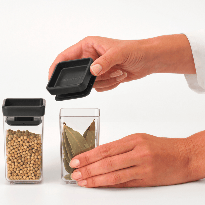 Brabantia Tasty+ Stackable Canister, Set of 2 (2 x 0.15 litre) - Dark Grey - Gourmet Gear