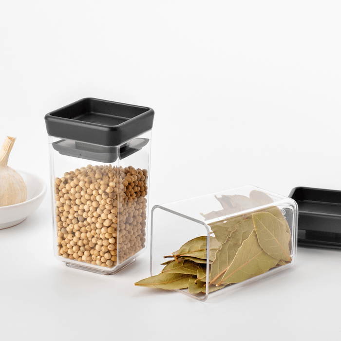 Brabantia Tasty+ Stackable Canister, Set of 2 (2 x 0.15 litre) - Dark Grey - Gourmet Gear