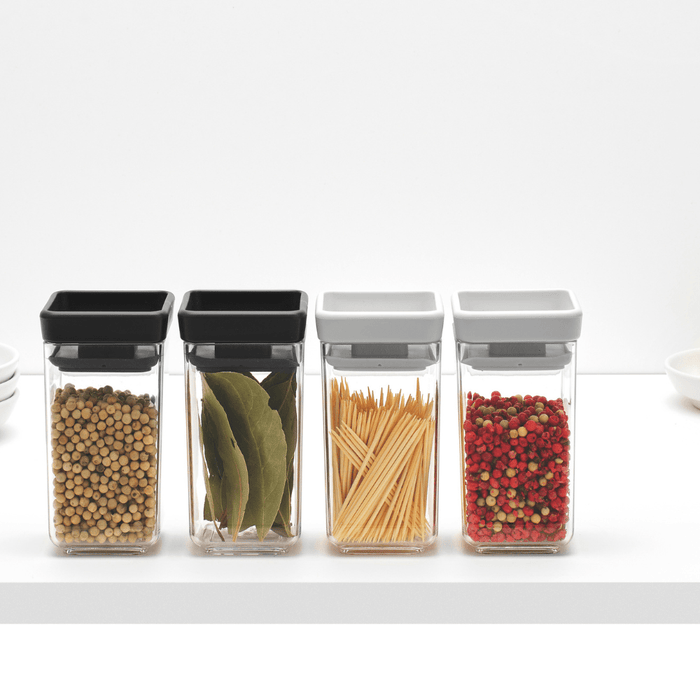 Brabantia Tasty+ Stackable Canister, Set of 2 (2 x 0.15 litre) - Dark Grey - Gourmet Gear