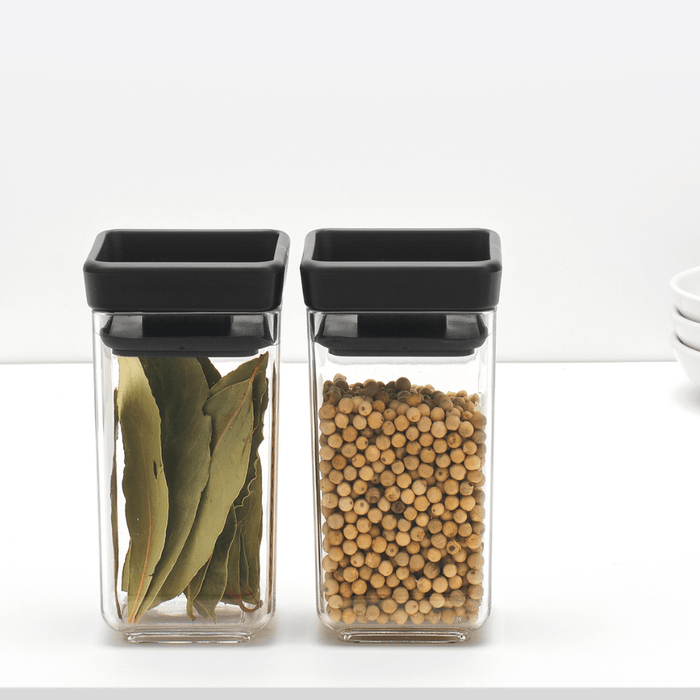 Brabantia Tasty+ Stackable Canister, Set of 2 (2 x 0.15 litre) - Dark Grey - Gourmet Gear
