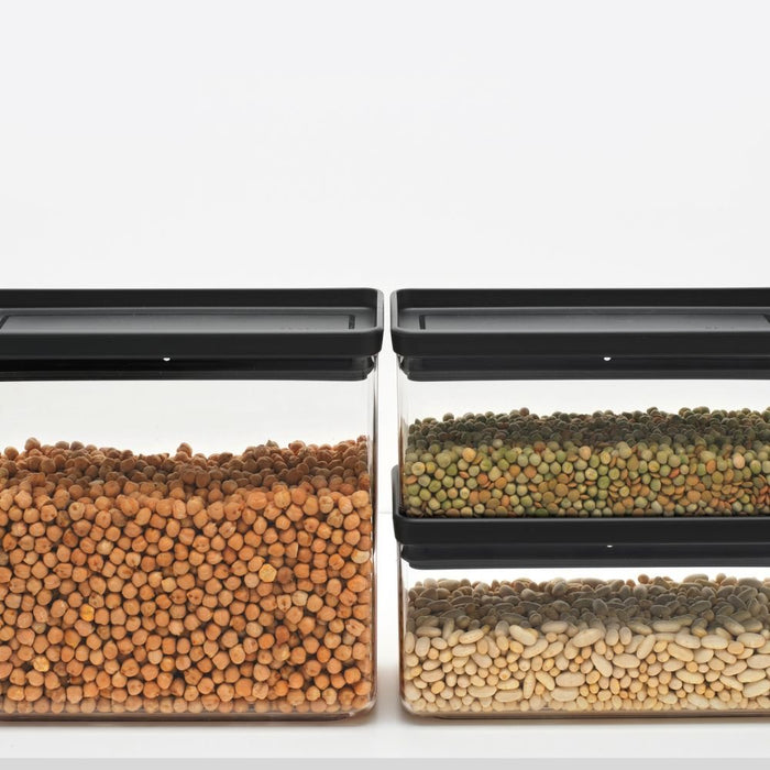 Brabantia Tasty+ Stackable Canister, Set of 3 (2 x 1.5 litre and 1 x 3.5 litre) - Dark Grey - Gourmet Gear