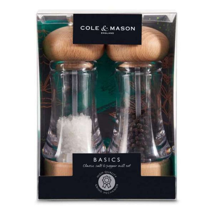 Cole & Mason Basics Salt & Pepper Gift Set – Beech & Acrylic - Gourmet Gear