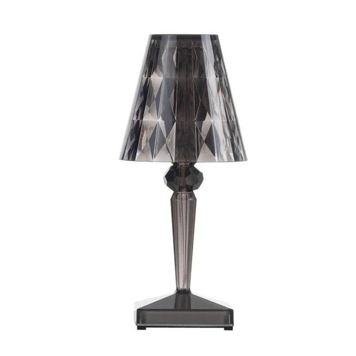 Cristallo Diamond Clear or Smoke Acrylic Rechargeable Table Lamp