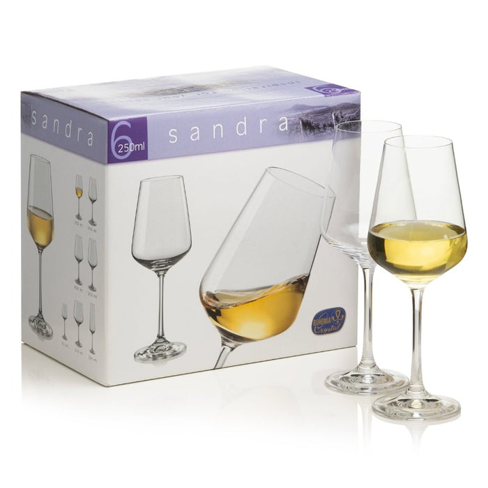 Crystalex Sandra White Wine Glass 250ml - Set of 6 - Gourmet Gear