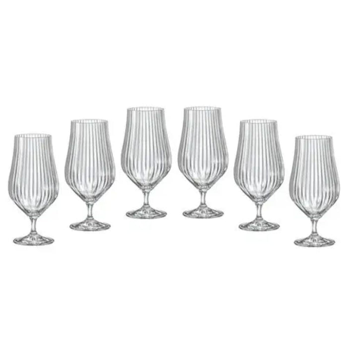Crystalex Tulipa Optic Beer Glass 540ml Set of 6 - Gourmet Gear