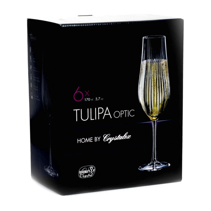 Crystalex Tulipa Optic Champagne Flute Set of 6 - Gourmet Gear