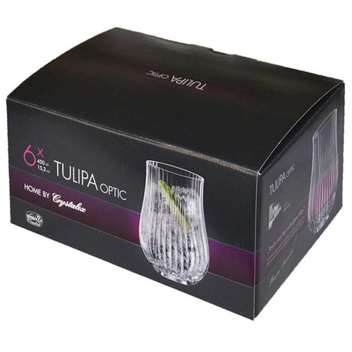 Crystalex Tulipa Optic Glass 350ml Set of 6 - Gourmet Gear