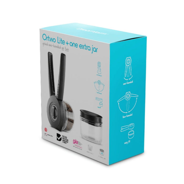 Dreamfarm Ortwo Spice /Pepper Mill + Extra Jar Set - Black - Gourmet Gear