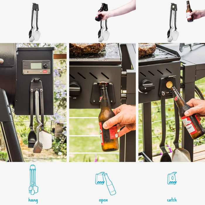 Dreamfarm Set of 3 BBQ Grill Tools - Silver & Black - Gourmet Gear