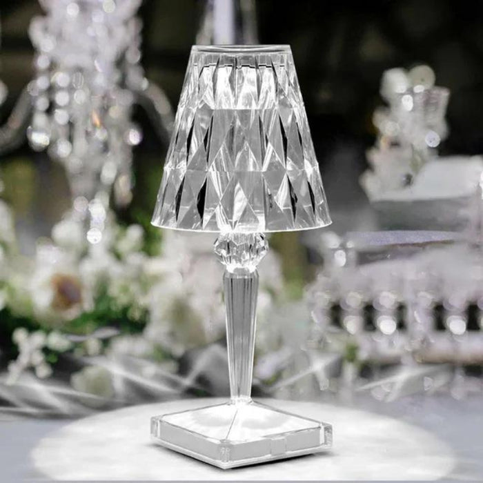 Dune Diamond Clear or Smoke Acrylic Rechargeable Table Lamp