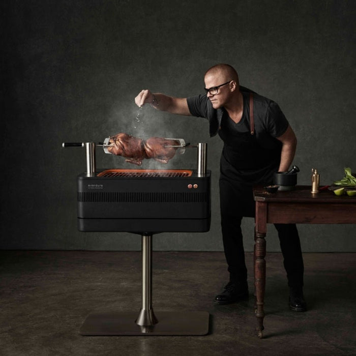 Everdure by Heston Blumenthal Fusion Electric Ignition Charcoal Braai With Pedestal - Gourmet Gear